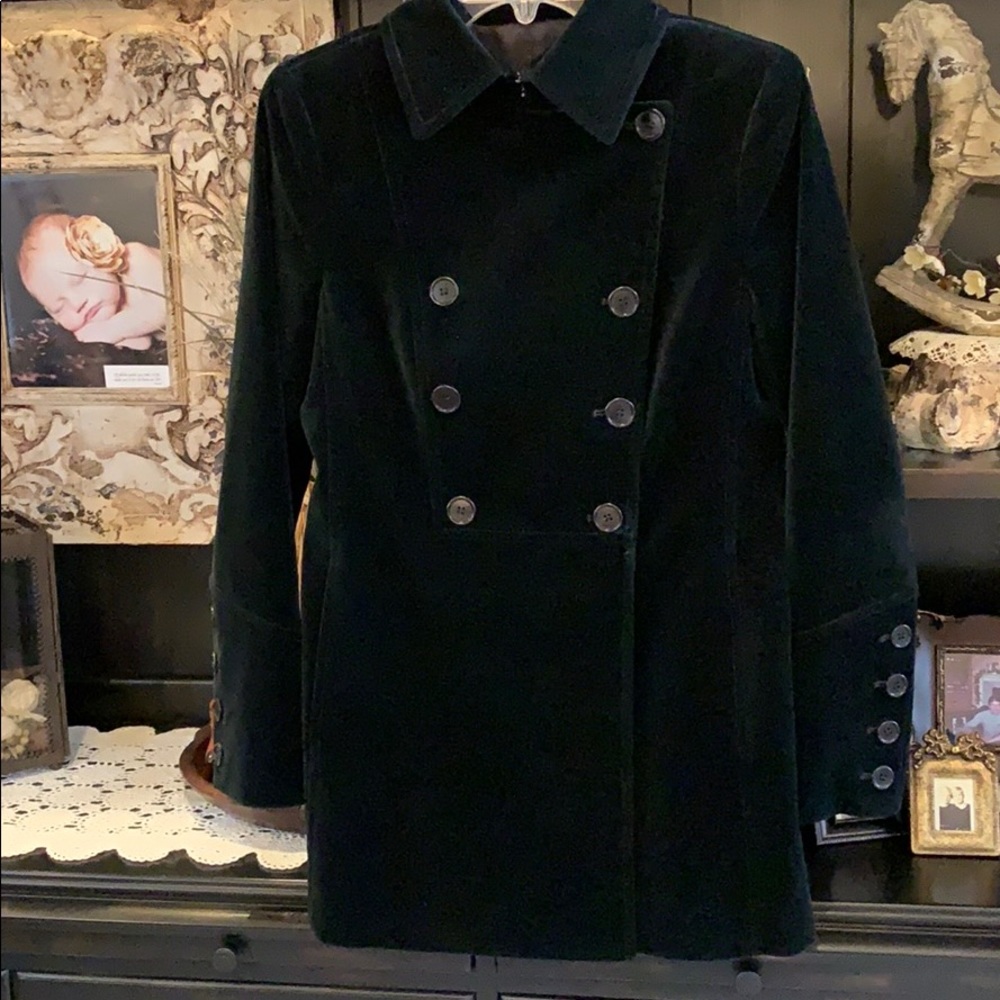 Theory Vintage Black Velvet Double Breasted Coat